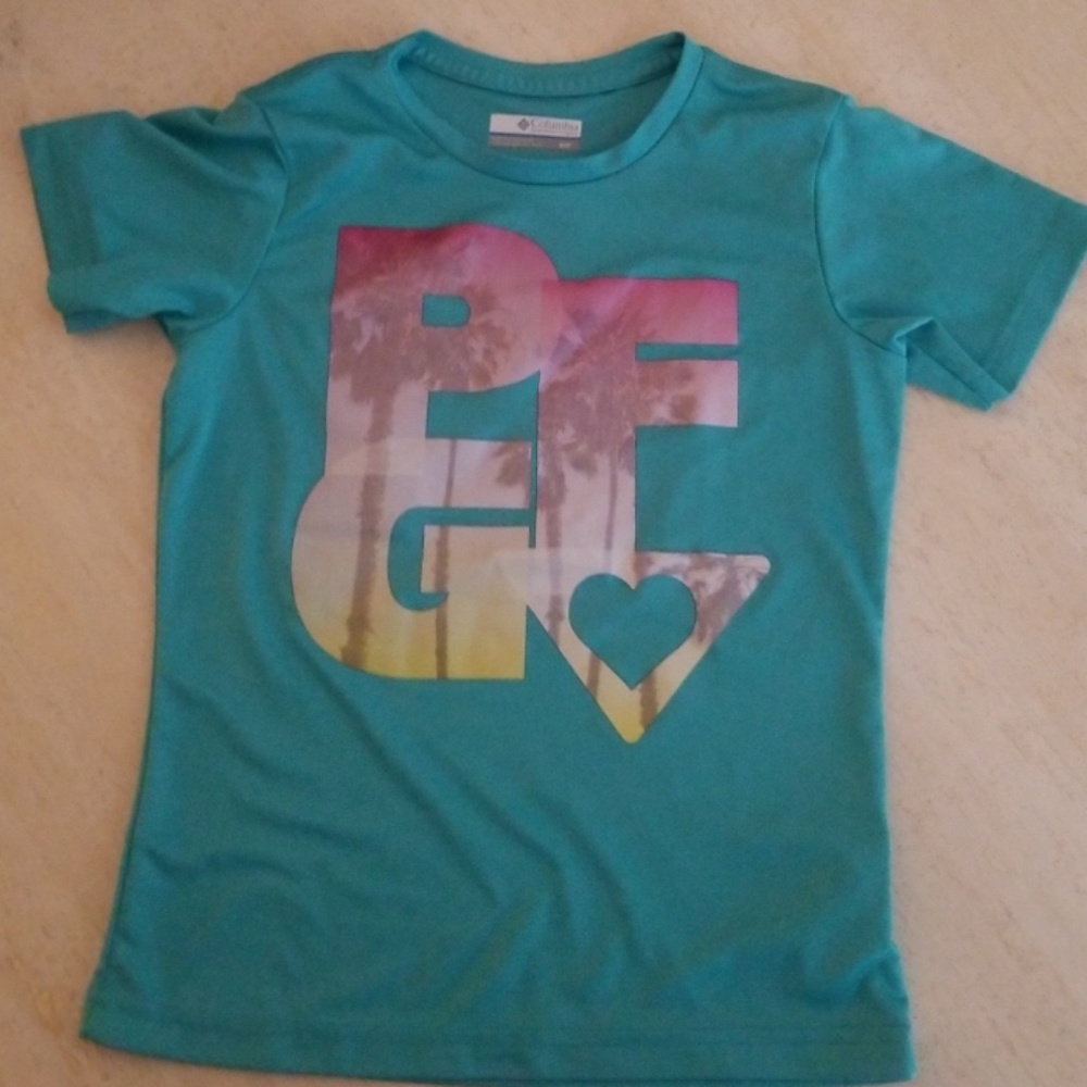 Columbia Girls PFG Aqua Blue Shirt